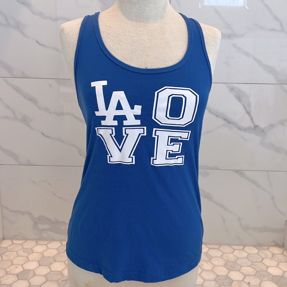 Next Level LA Los Angeles Dodgers Love Racerback Blue Tank Top Size